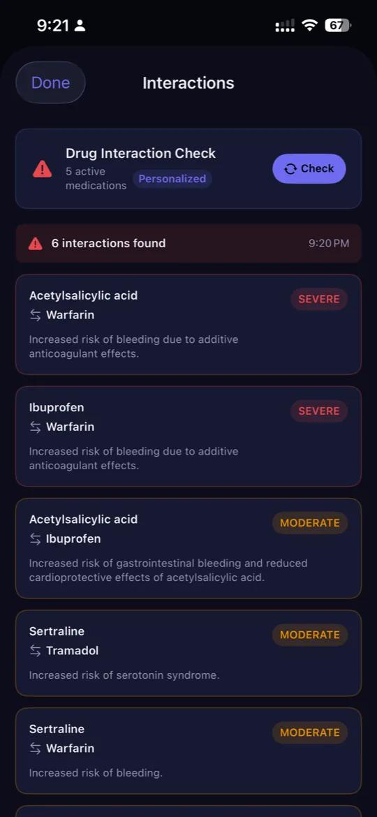 ChronoPill drug interactions screen