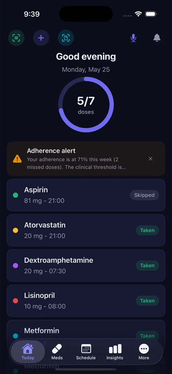 ChronoPill privacy screen highlighting 110,000 plus US drugs from FDA bundled in-app and zero cloud sync of medication data